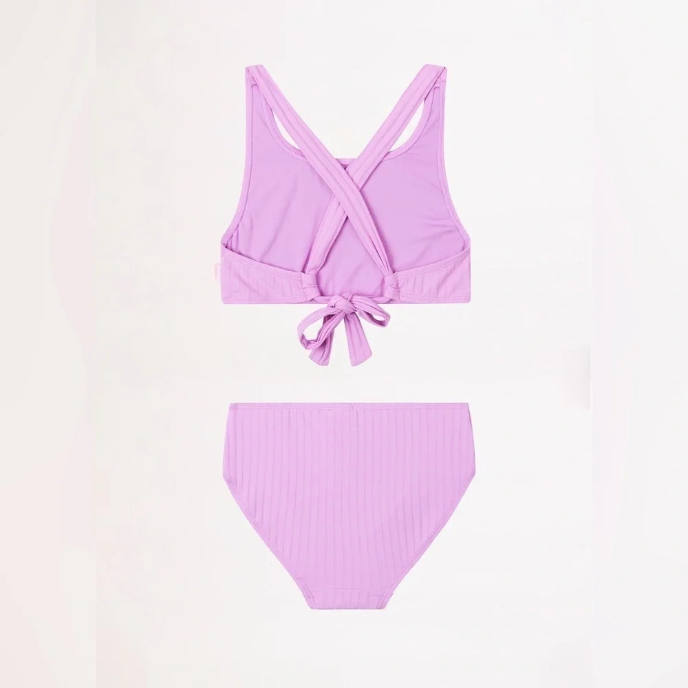 NWT Seafolly Australia Girls Summer Essential Tie Back Bikini in Violet size 14
